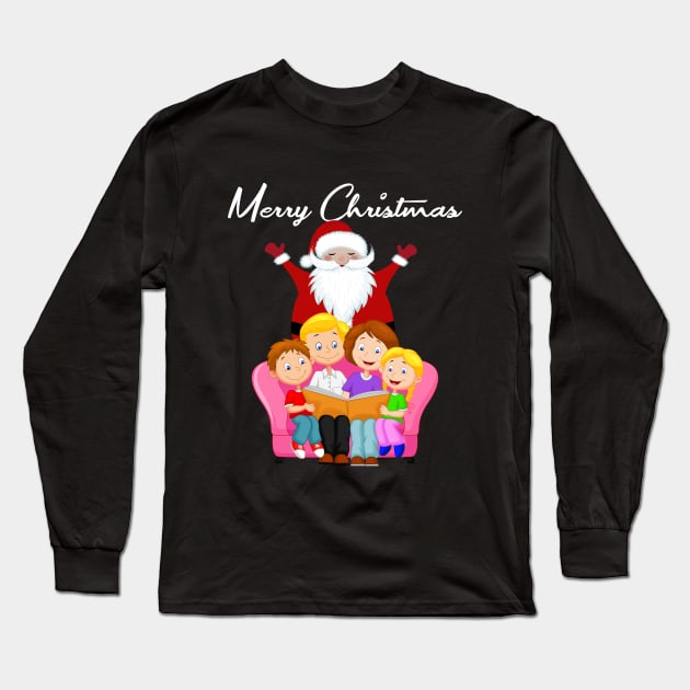 Santa Greeting Family-Xmas Eve Long Sleeve T-Shirt by MaryMas